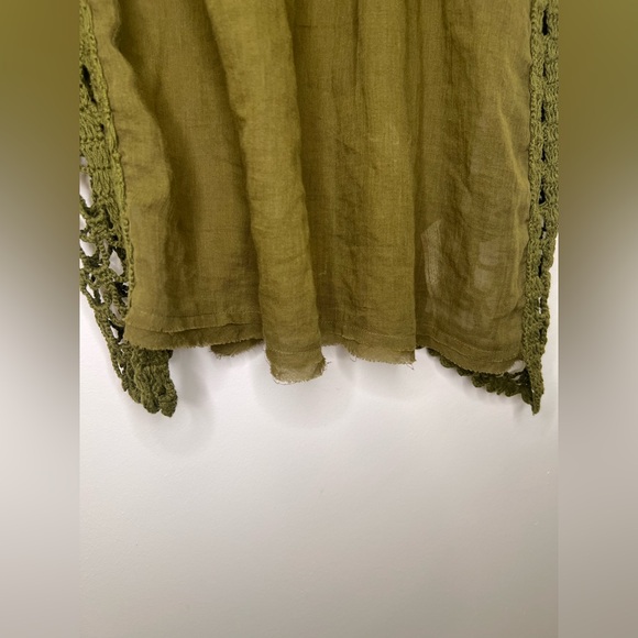 Free People Olive Green Crochet Lace Swim Cover Up Boho Tunic Top S - Picture 4 of 9